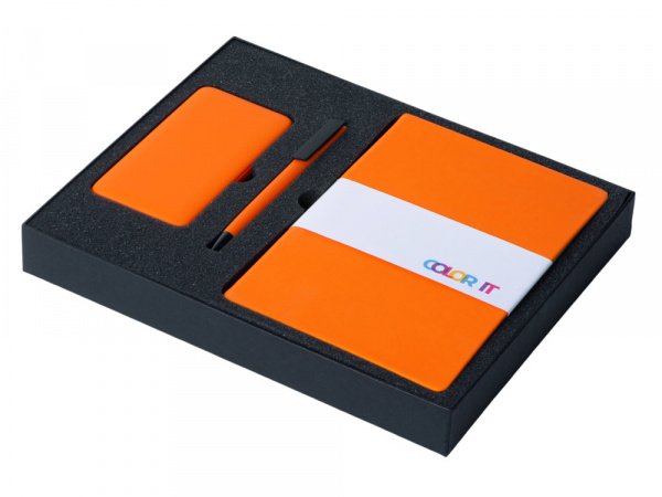 подарочный набор «color it» c блокнотом, ручкой и повербанком, 10000 mah