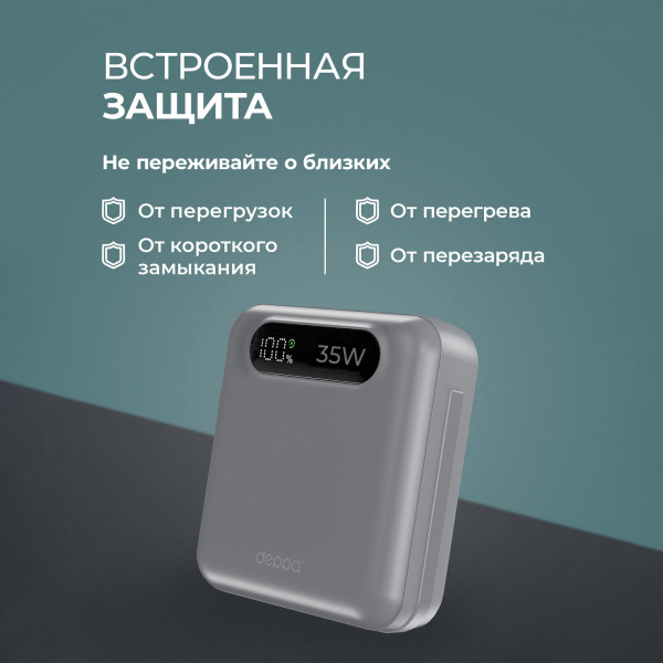 внешний акб nrg turbo cable 10000 mah, 35вт