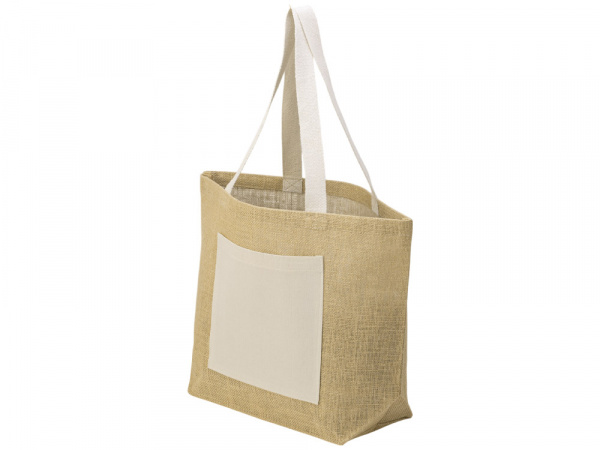 сумка jute джутовая с широким дном и карманом