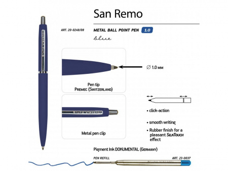ручка металлическая шариковая «san remo», софт тач