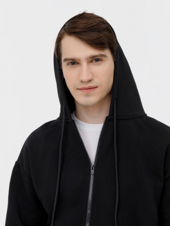 Толстовка унисекс оверсайз на молнии Zippy Terry, черная, размер XL/XXL