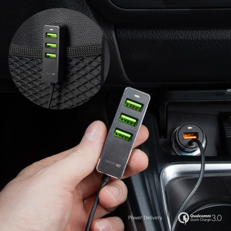 азу 1 usb + 3 usb для пассажиров, qc 3.0, 7аa